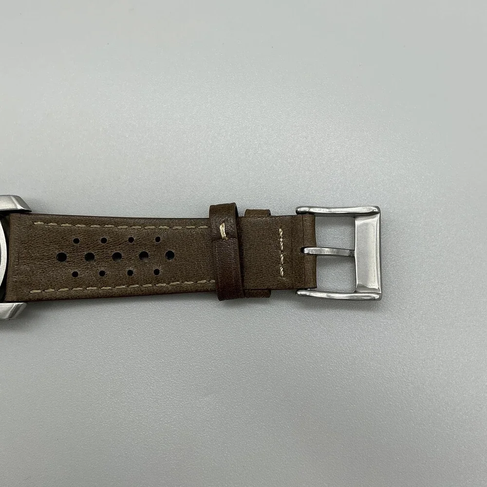 Fossil Arkitekt FS-2782 Mens Watch 30mm Silver Tone Brown Leather New Battery